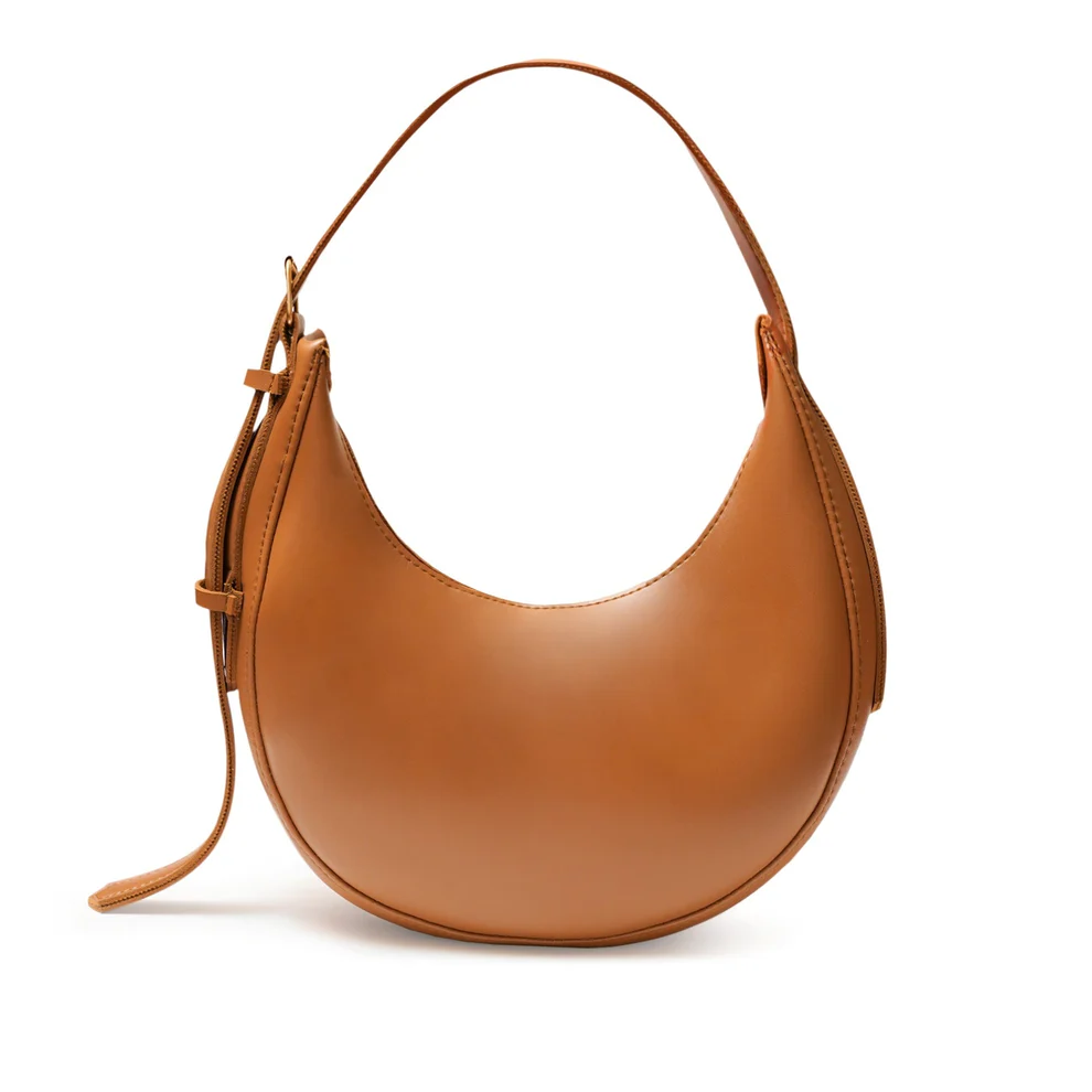 Raibros Women's U-Shaped Hobo Bag – Synthetic Leather, Brown