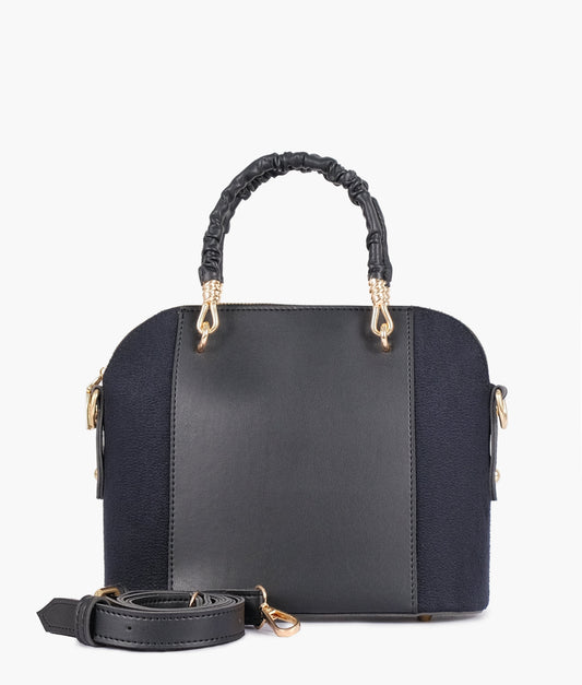 Raibros Black Suede-Style Small Evening Bag - Faux Leather Crossbody with Zipper Compartments